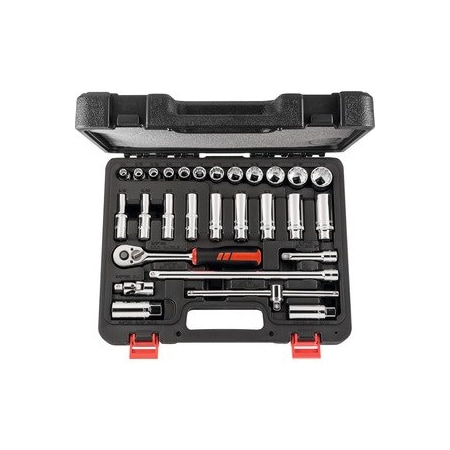 Holex 3/8 inch Drive Socket Set, 12 pt, 28 Pieces 630047 28